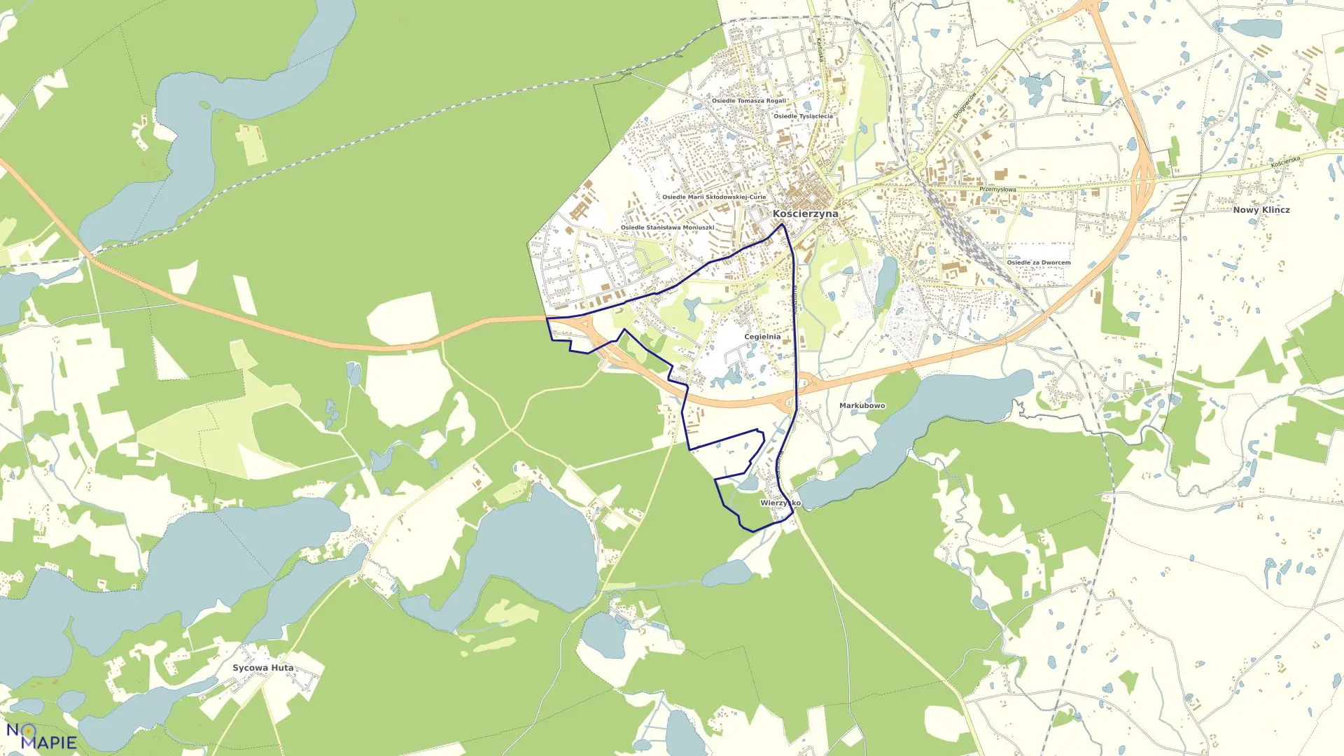 Mapa obrębu 07 Siedem w mieście Kościerzyna