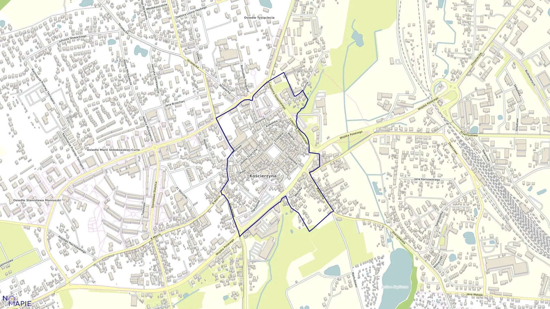 Mapa obrębu 11 Jedenaście w mieście Kościerzyna